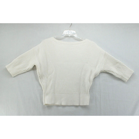 Banana Republic Snow Day Sweater Women Medium Ivory Ribbed Chunky Drop Shoulder - Picture 1 of 9